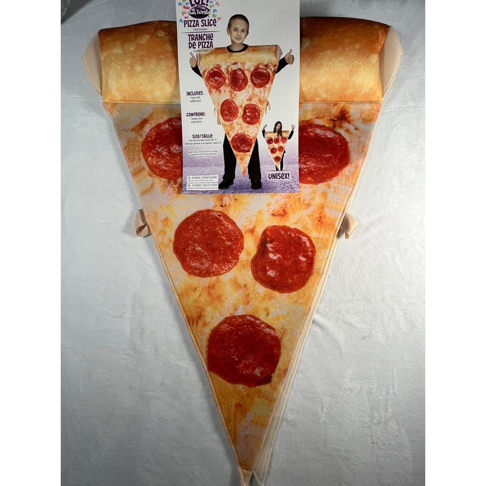 Fun World Pizza Slice Costume Kids Unisex One Size Up To 12 Pepperoni Tunic NEW
